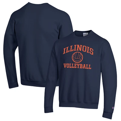 Men's Champion Navy Illinois Fighting Illini Volleyball Icon Powerblend Pullover Sweatshirt