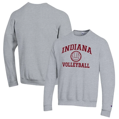 Men's Champion Heather Gray Indiana Hoosiers Volleyball Icon Powerblend Pullover Sweatshirt