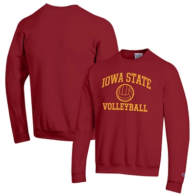 Men's Champion Cardinal Iowa State Cyclones Volleyball Icon Powerblend Pullover Sweatshirt