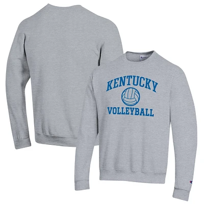 Men's Champion Heather Gray Kentucky Wildcats Volleyball Icon Powerblend Pullover Sweatshirt