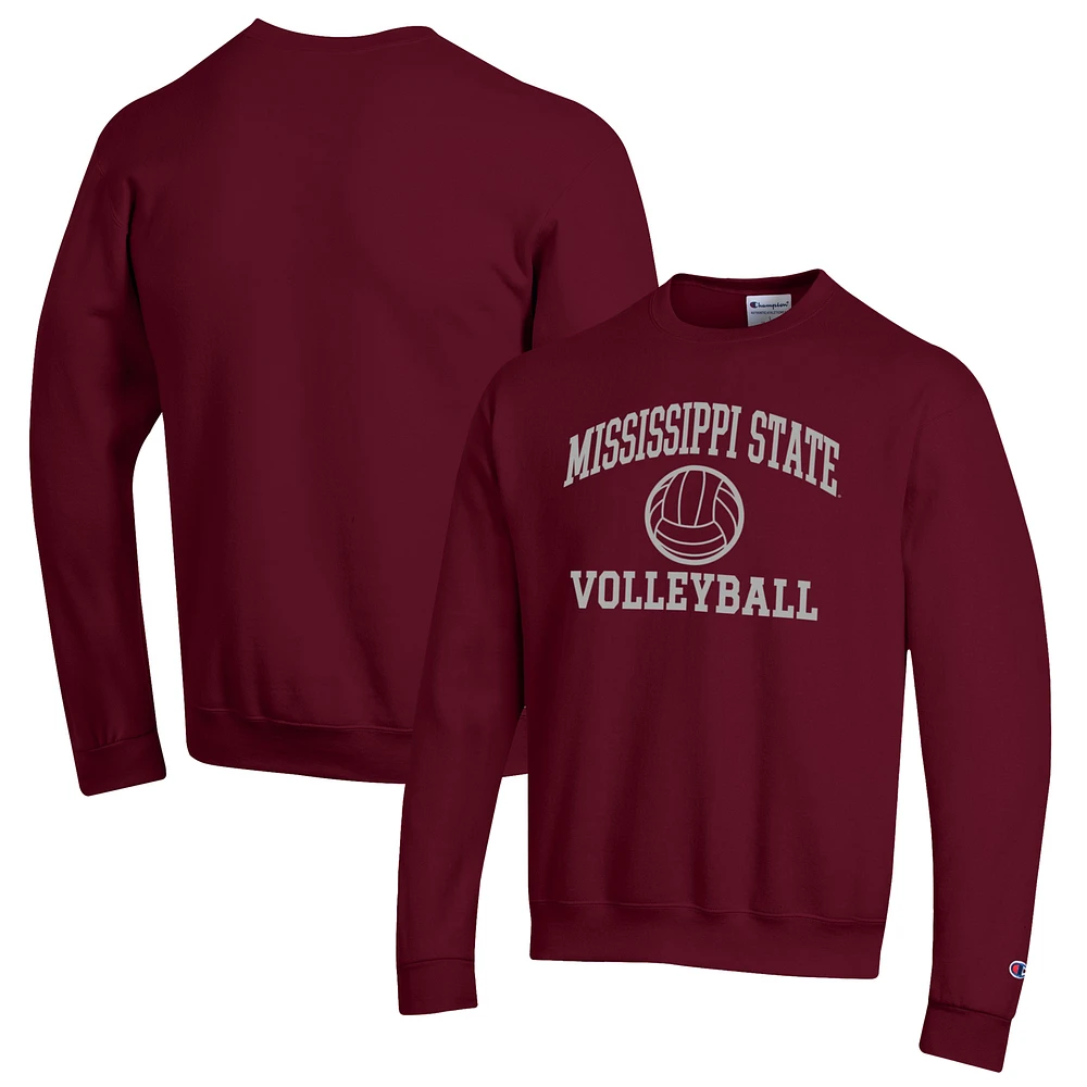 Men's Champion Maroon Mississippi State Bulldogs Volleyball Icon Powerblend Pullover Sweatshirt