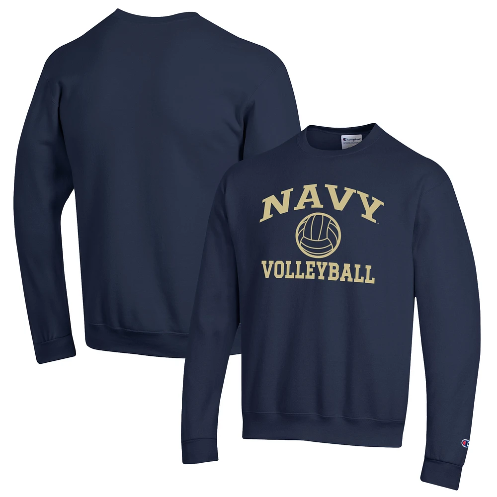 Men's Champion Navy Midshipmen Volleyball Icon Powerblend Pullover Sweatshirt