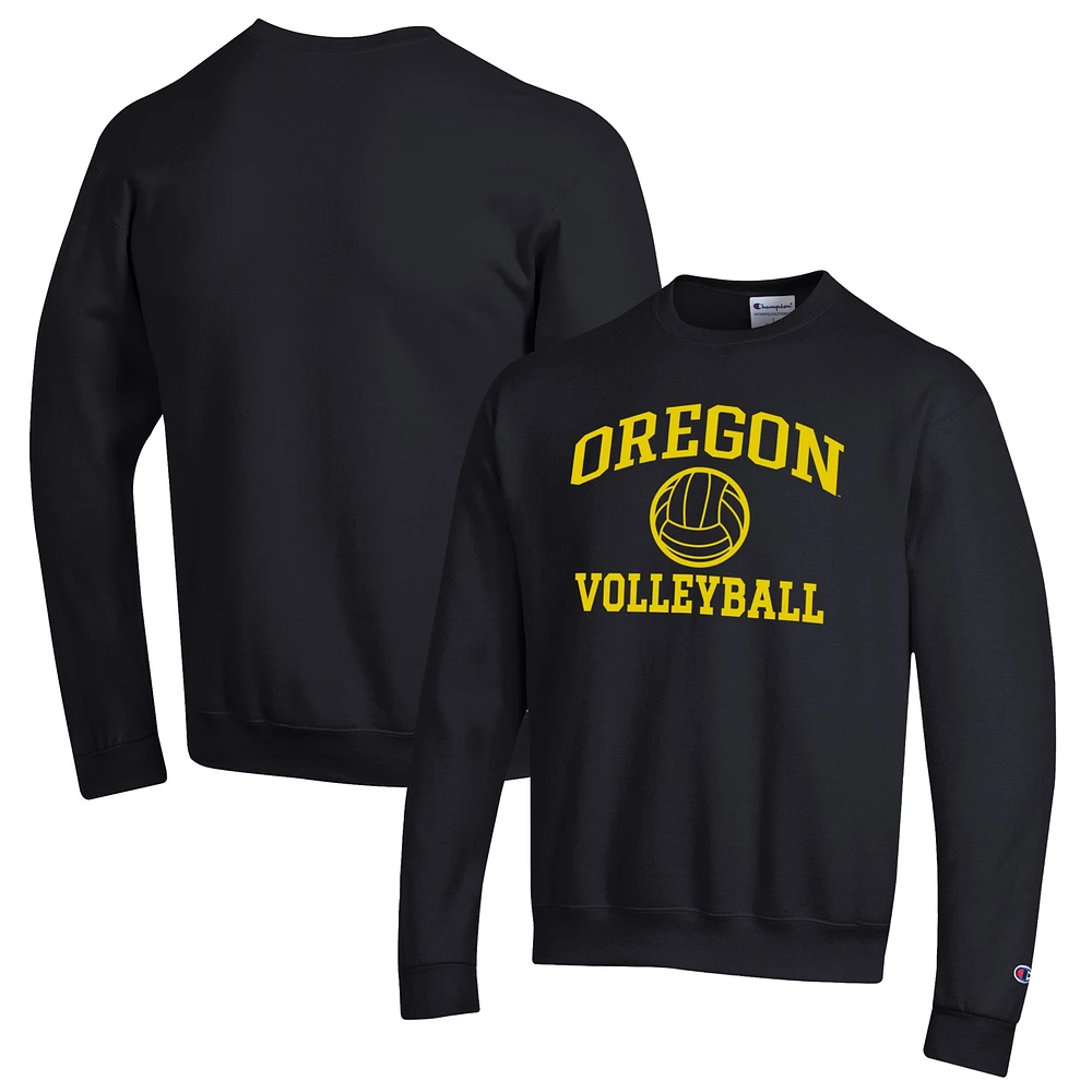Men's Champion Black Oregon Ducks Volleyball Icon Powerblend Pullover Sweatshirt