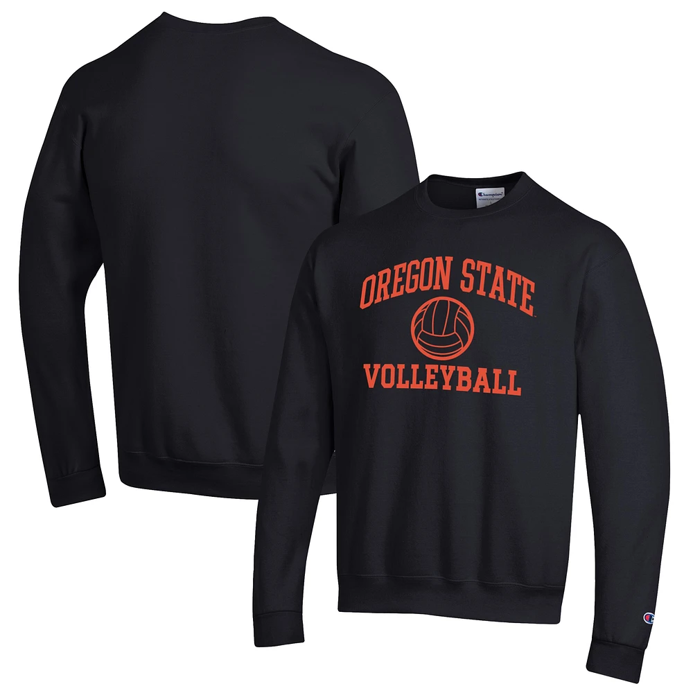 Men's Champion Black Oregon State Beavers Volleyball Icon Powerblend Pullover Sweatshirt