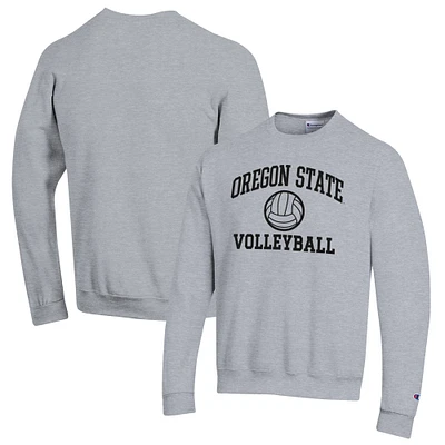 Men's Champion Heather Gray Oregon State Beavers Volleyball Icon Powerblend Pullover Sweatshirt