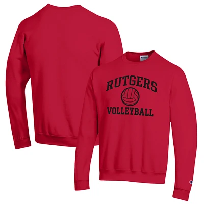 Men's Champion Scarlet Rutgers Knights Volleyball Icon Powerblend Pullover Sweatshirt