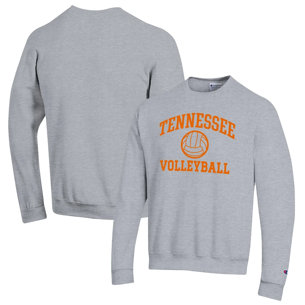 Men's Champion Heather Gray Tennessee Volunteers Volleyball Icon Powerblend Pullover Sweatshirt