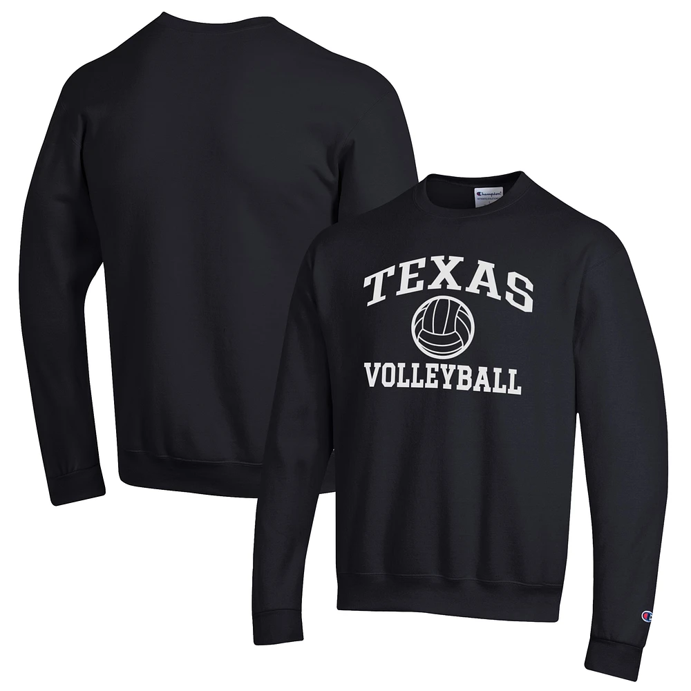 Men's Champion Black Texas Longhorns Volleyball Icon Powerblend Pullover Sweatshirt