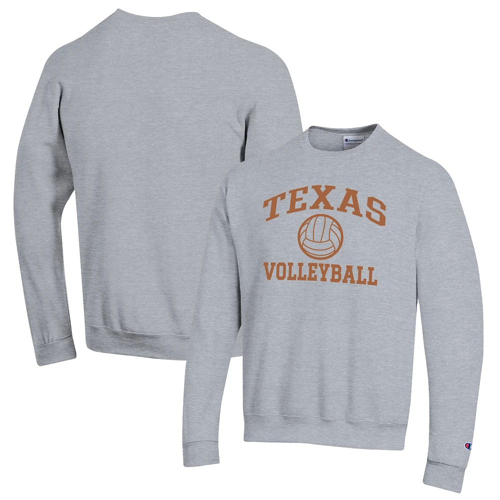 Men's Champion Heather Gray Texas Longhorns Volleyball Icon Powerblend Pullover Sweatshirt
