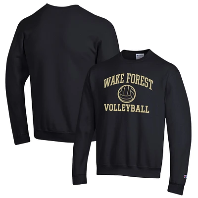 Men's Champion Black Wake Forest Demon Deacons Volleyball Icon Powerblend Pullover Sweatshirt