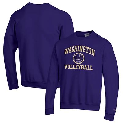 Men's Champion Purple Washington Huskies Volleyball Icon Powerblend Pullover Sweatshirt