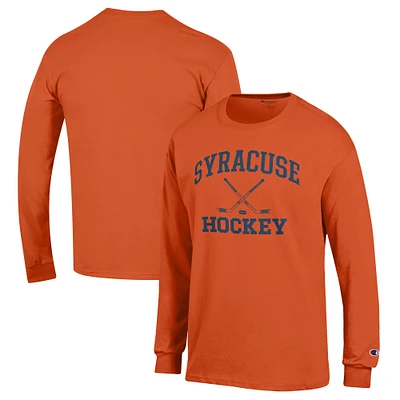 Men's Champion Orange Syracuse Hockey Icon Powerblend Long Sleeve T-Shirt