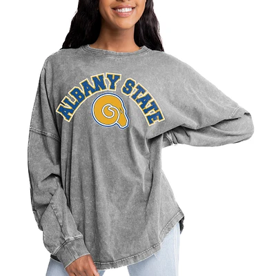 Women's Gameday Couture Gray Albany State Golden Rams Faded Wash Pullover Sweatshirt