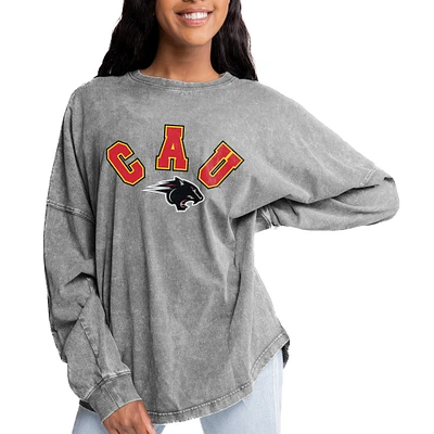 Women's Gameday Couture Gray Clark Atlanta University Panthers Faded Wash Pullover Sweatshirt