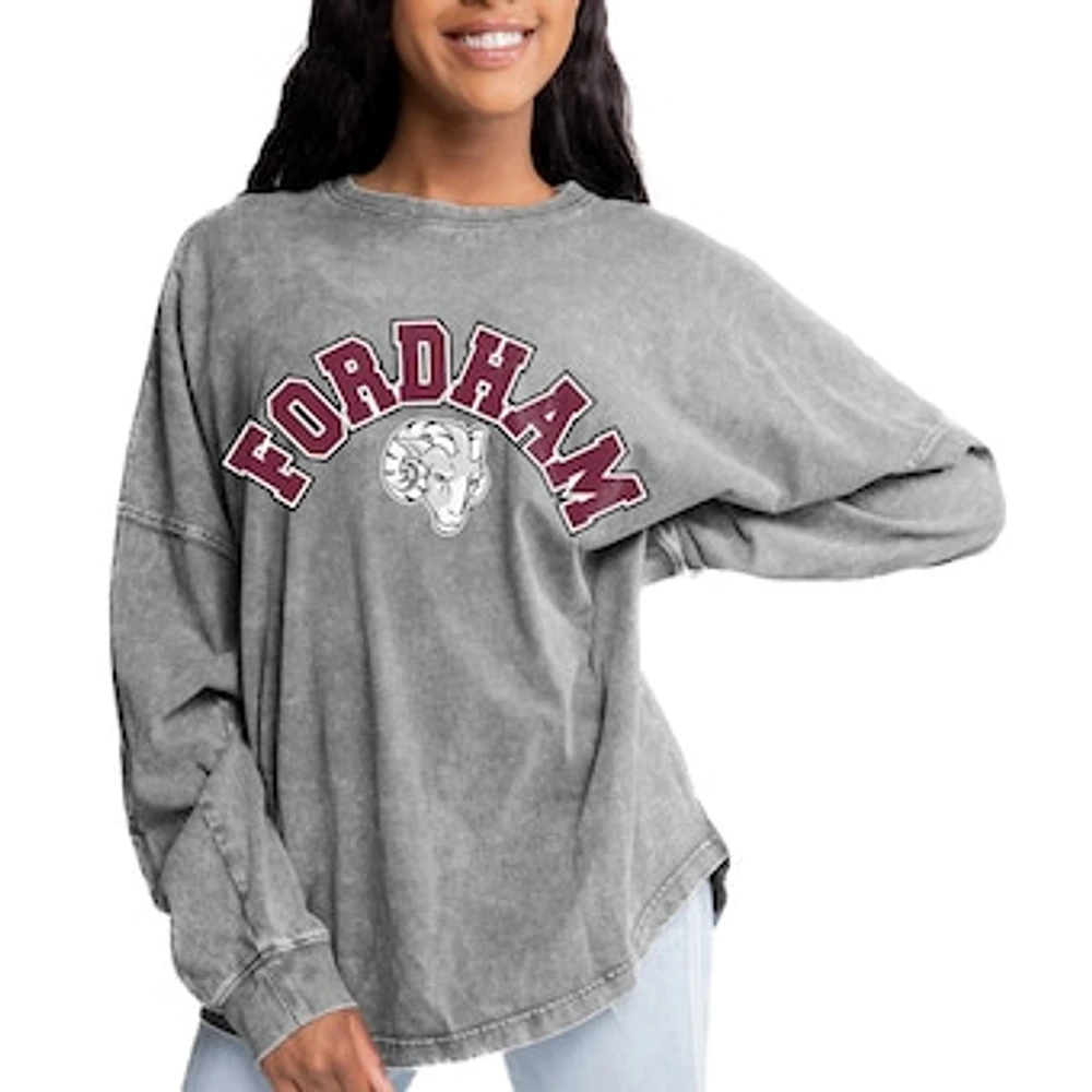 Women's Gameday Couture Gray Fordham Rams Faded Wash Pullover Sweatshirt