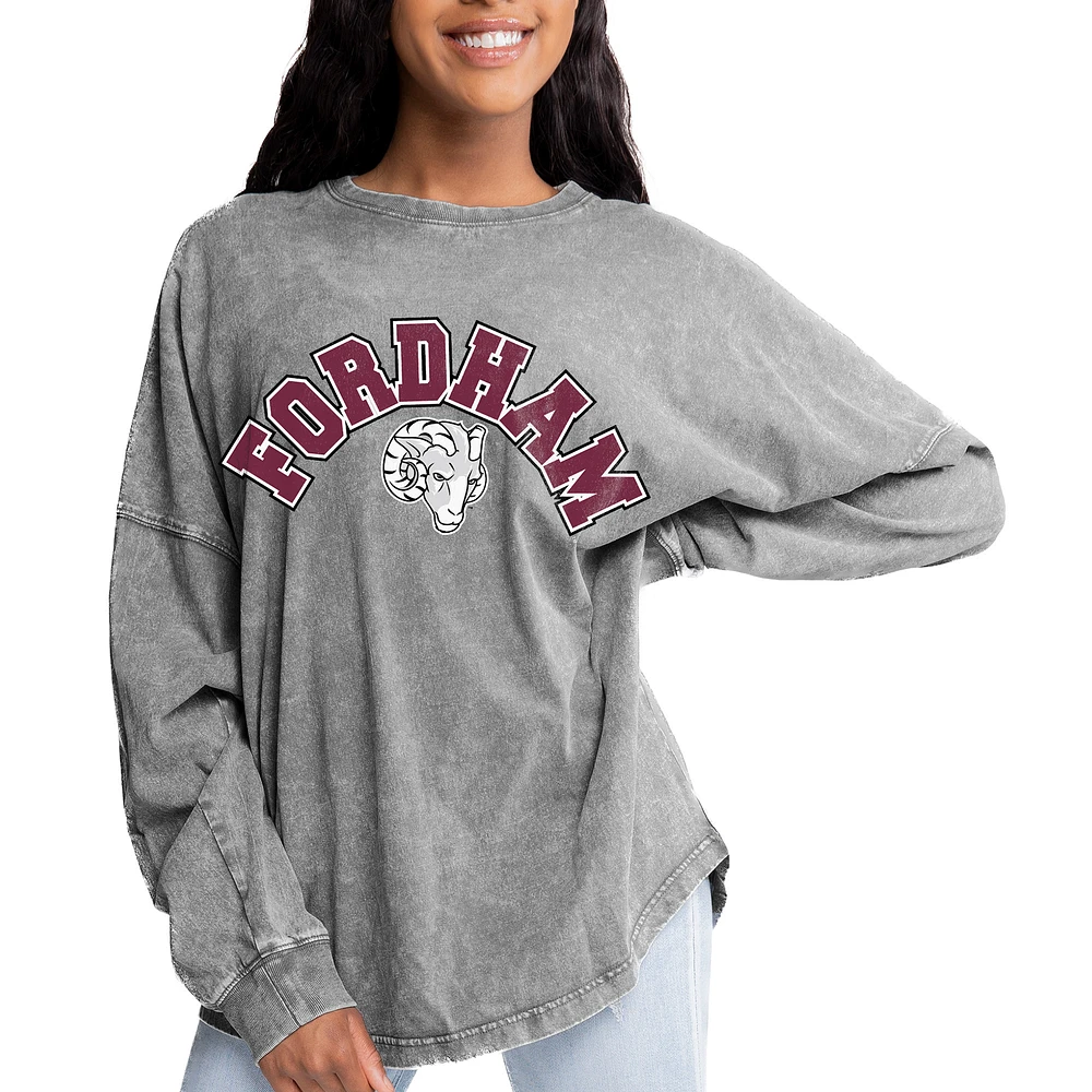 Women's Gameday Couture Gray Fordham Rams Faded Wash Pullover Sweatshirt
