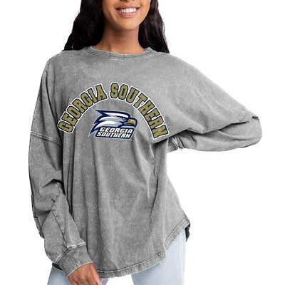 Women's Gameday Couture Gray Georgia Southern Eagles Faded Wash Pullover Sweatshirt
