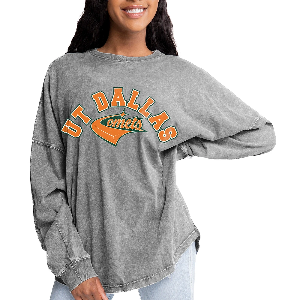 Women's Gameday Couture Gray UT Dallas Faded Wash Pullover Sweatshirt