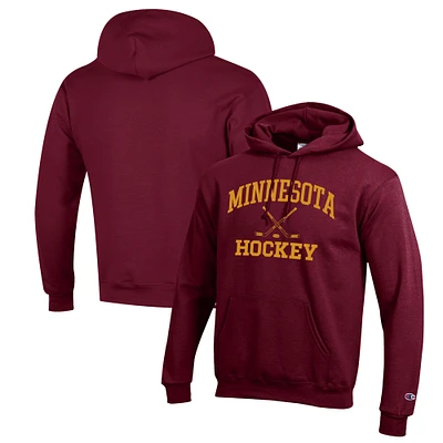 Men's Champion Maroon Minnesota Golden Gophers Hockey Icon Powerblend Pullover Hoodie