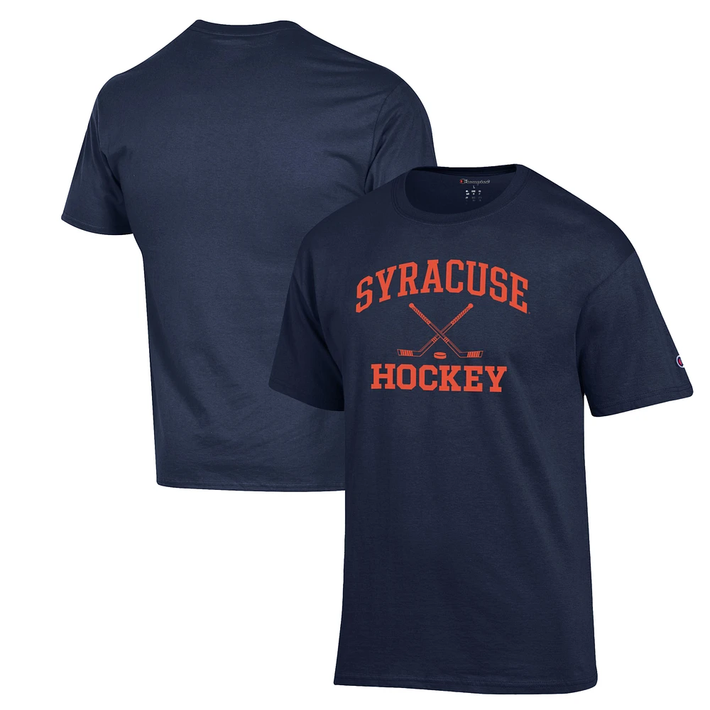 Men's Champion Navy Syracuse Orange Hockey Icon Powerblend T-Shirt
