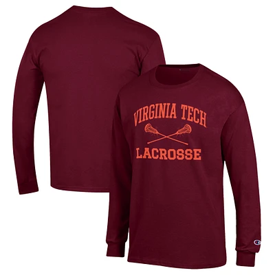 Men's Champion Maroon Virginia Tech Hokies Lacrosse Icon Powerblend Long Sleeve T-Shirt