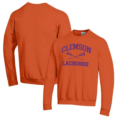 Men's Champion Orange Clemson Tigers Lacrosse Icon Powerblend Pullover Sweatshirt
