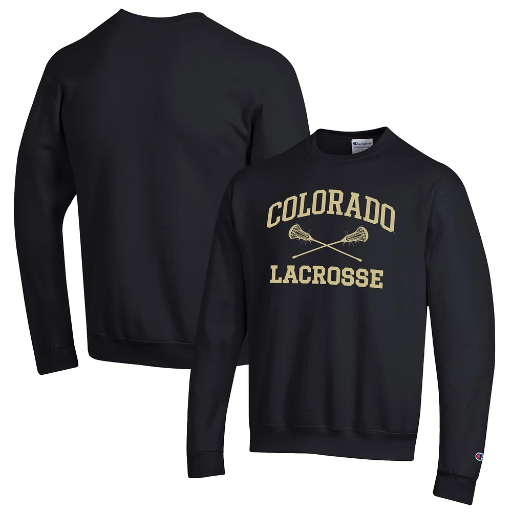 Men's Champion Black Colorado Buffaloes Lacrosse Icon Powerblend Pullover Sweatshirt
