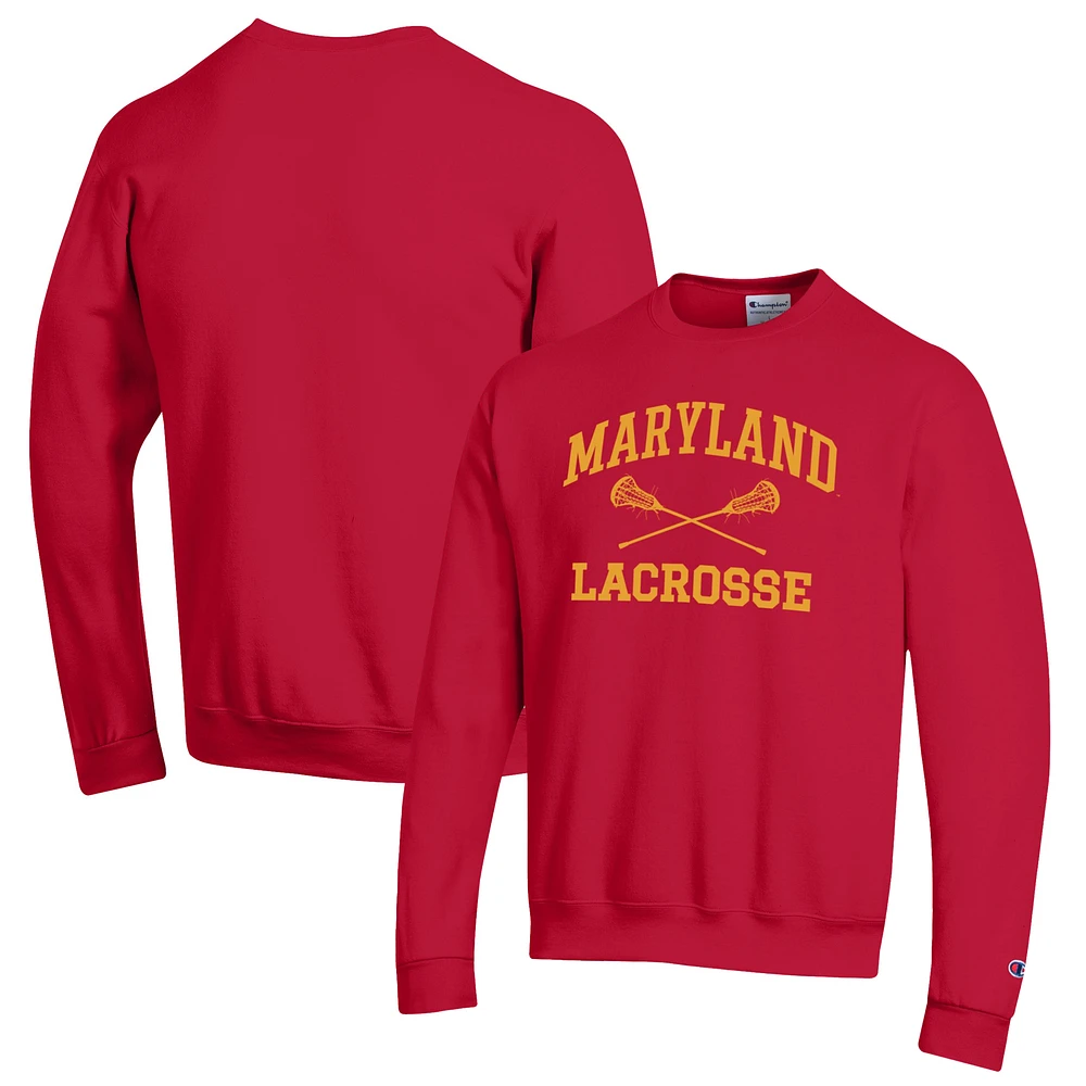 Men's Champion Red Maryland Terrapins Lacrosse Icon Powerblend Pullover Sweatshirt