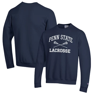 Men's Champion Navy Penn State Nittany Lions Lacrosse Icon Powerblend Pullover Sweatshirt