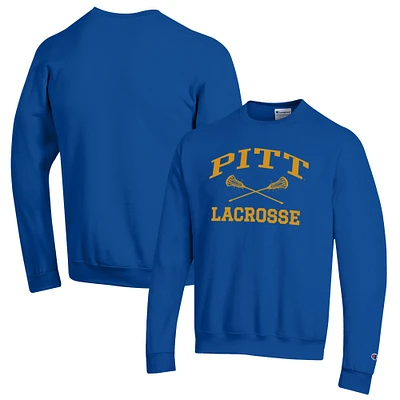 Men's Champion Royal Pitt Panthers Lacrosse Icon Powerblend Pullover Sweatshirt