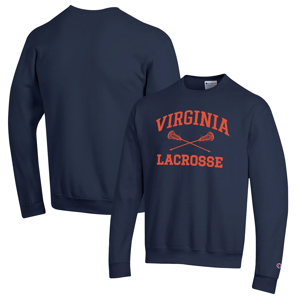 Men's Champion Navy Virginia Cavaliers Lacrosse Icon Powerblend Pullover Sweatshirt