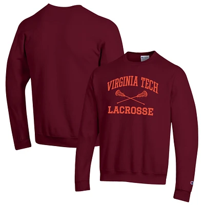 Men's Champion Maroon Virginia Tech Hokies Lacrosse Icon Powerblend Pullover Sweatshirt