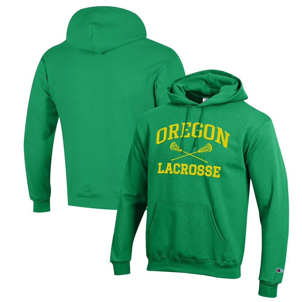 Men's Champion Green Oregon Ducks Lacrosse Icon Powerblend Pullover Hoodie