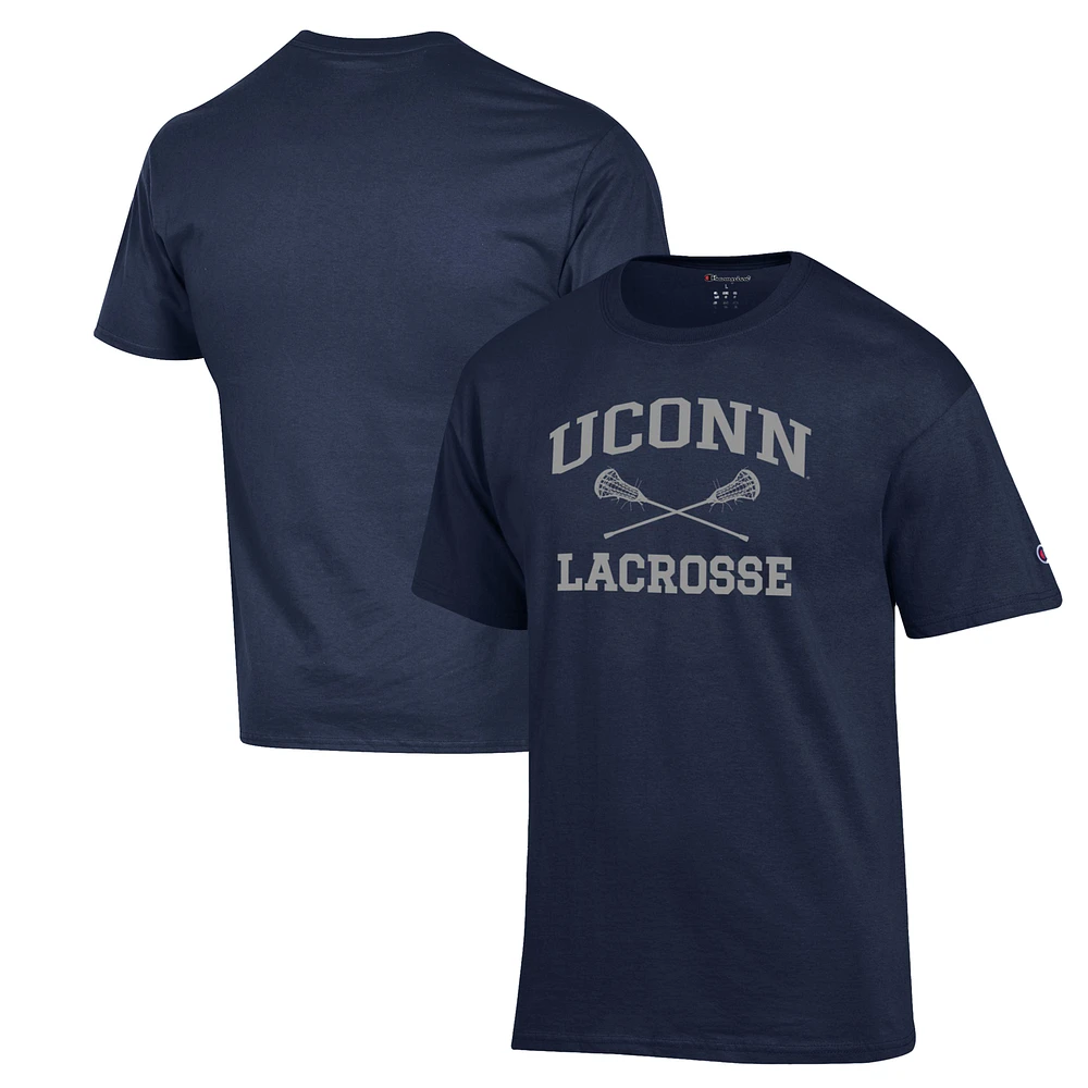 Men's Champion Navy UConn Huskies Lacrosse Icon Powerblend T-Shirt