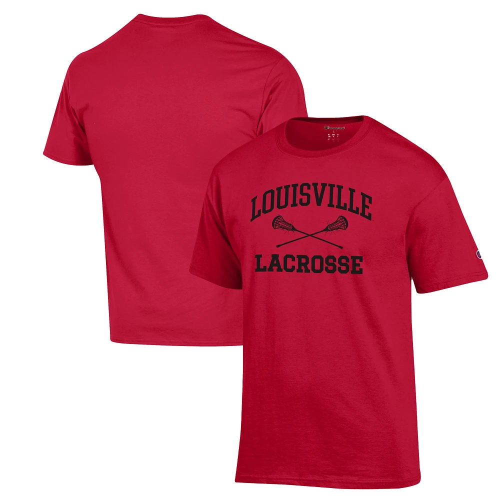 Men's Champion Red Louisville Cardinals Lacrosse Icon Powerblend T-Shirt