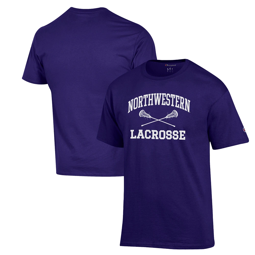 Men's Champion Purple Northwestern Wildcats Lacrosse Icon Powerblend T-Shirt