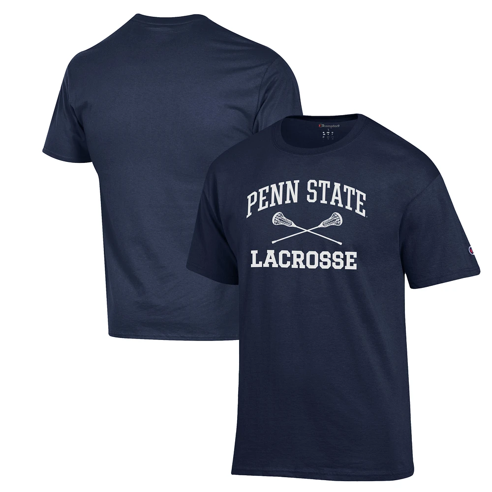 Men's Champion Navy Penn State Nittany Lions Lacrosse Icon Powerblend T-Shirt