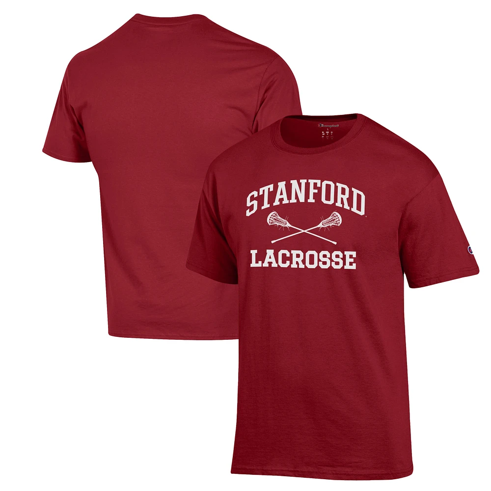 Men's Champion Cardinal Stanford Lacrosse Icon Powerblend T-Shirt