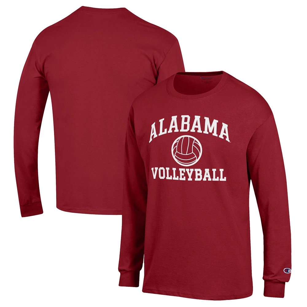Men's Champion Crimson Alabama Tide Volleyball Icon Powerblend Long Sleeve T-Shirt