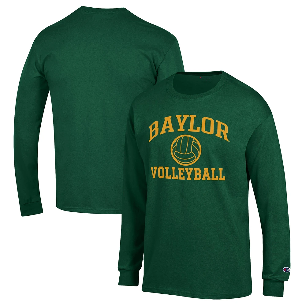 Men's Champion Green Baylor Bears Volleyball Icon Powerblend Long Sleeve T-Shirt