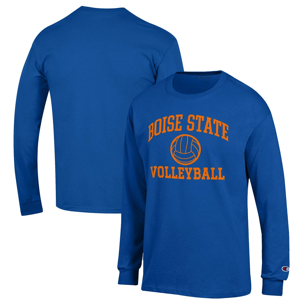 Men's Champion Royal Boise State Broncos Volleyball Icon Powerblend Long Sleeve T-Shirt
