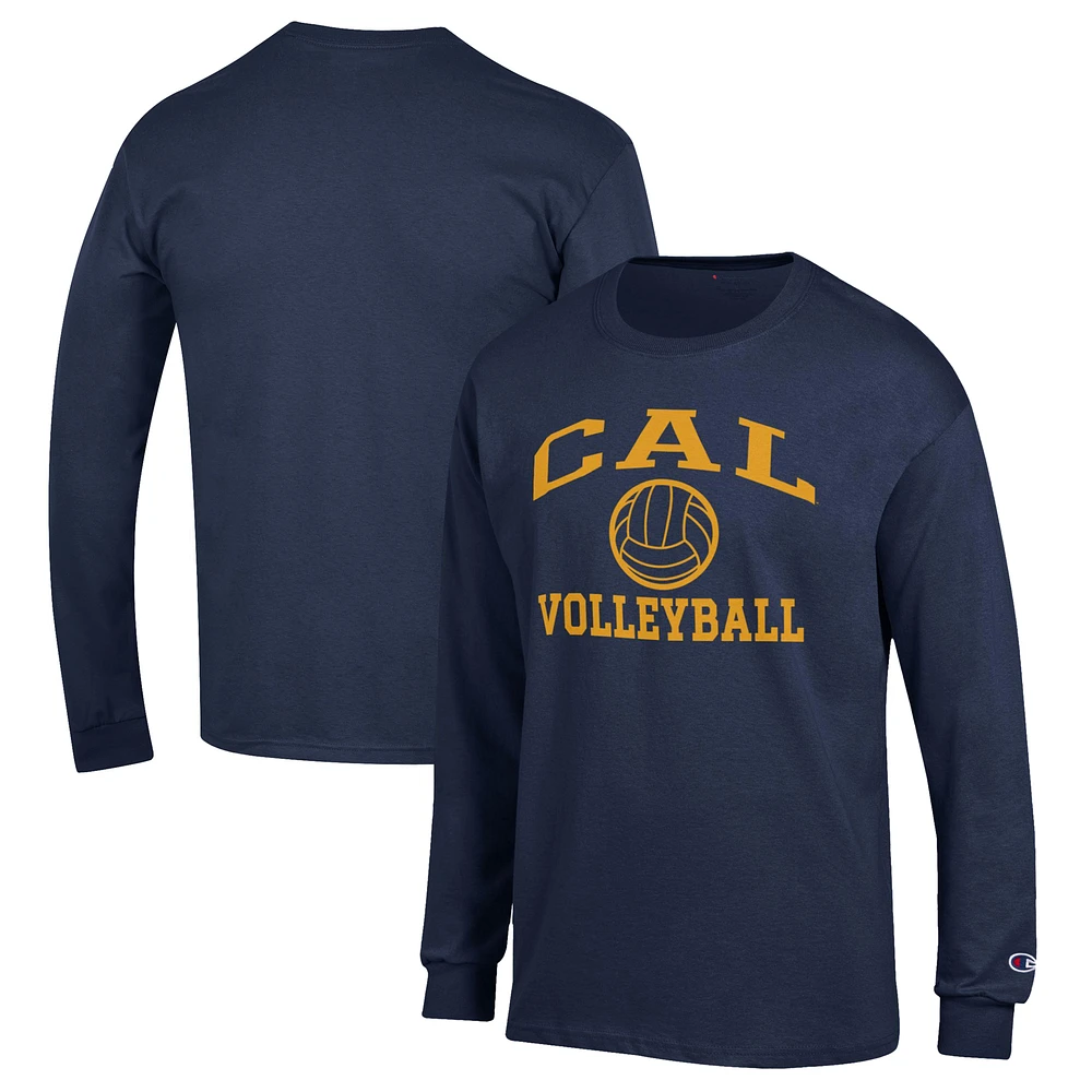 Men's Champion Navy Cal Bears Volleyball Icon Powerblend Long Sleeve T-Shirt