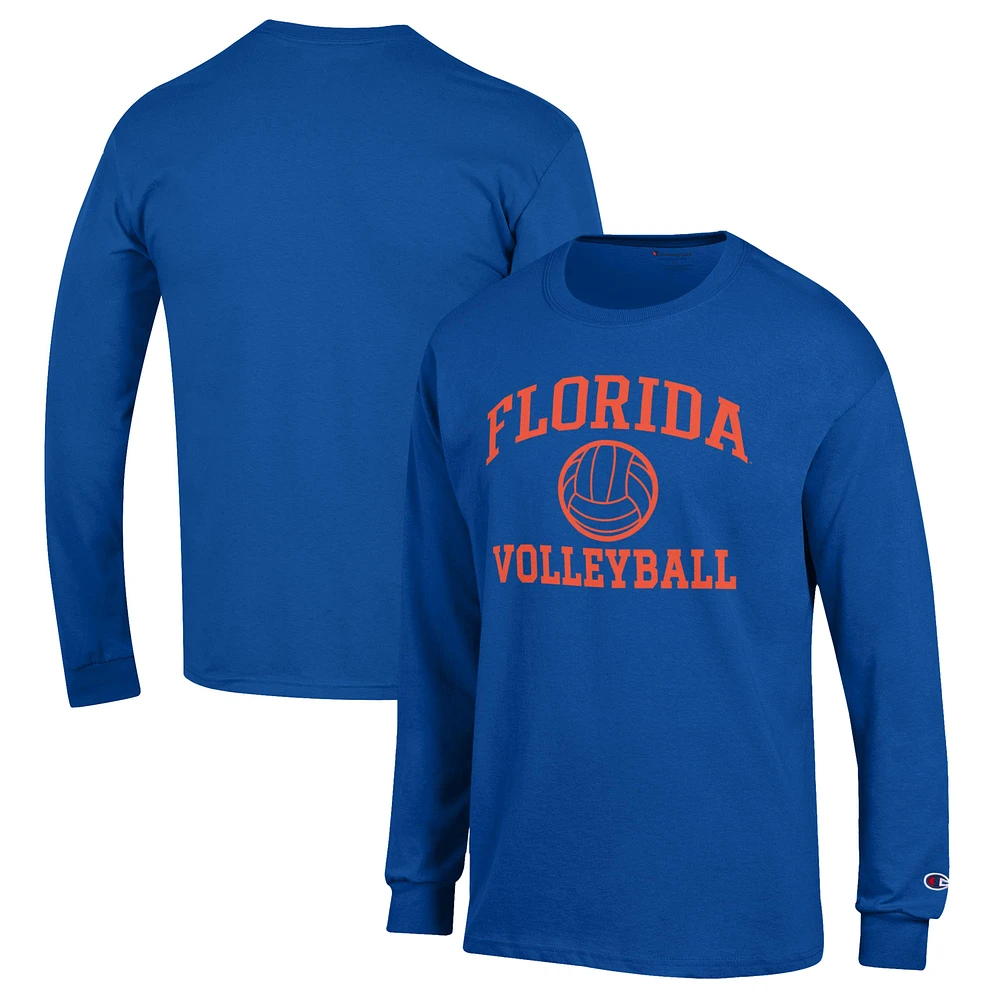 Men's Champion Royal Florida Gators Volleyball Icon Powerblend Long Sleeve T-Shirt