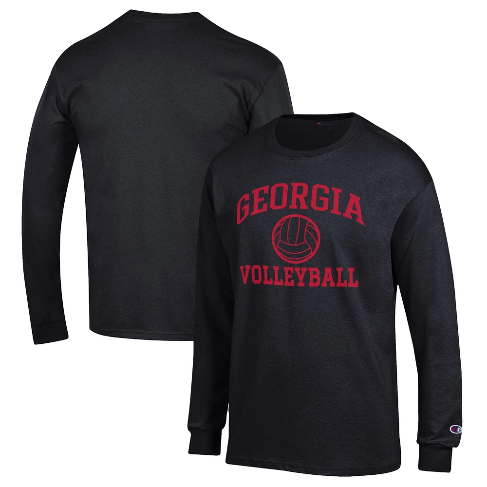 Men's Champion Georgia Bulldogs Volleyball Icon Powerblend Long Sleeve T-Shirt