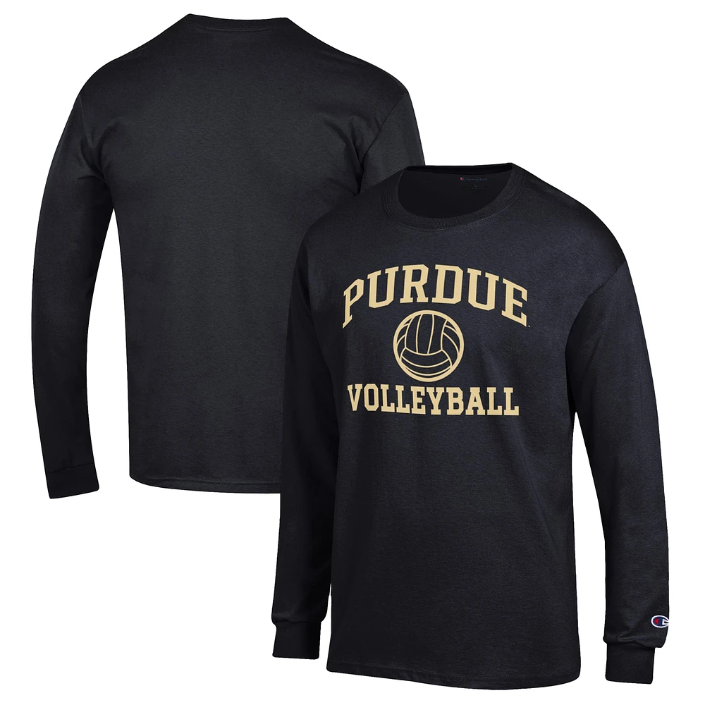 Men's Champion Black Purdue Boilermakers Volleyball Icon Powerblend Long Sleeve T-Shirt