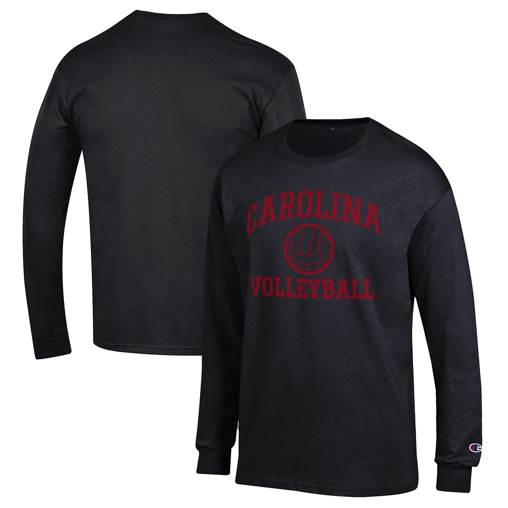 Men's Champion Black South Carolina Gamecocks Volleyball Icon Powerblend Long Sleeve T-Shirt