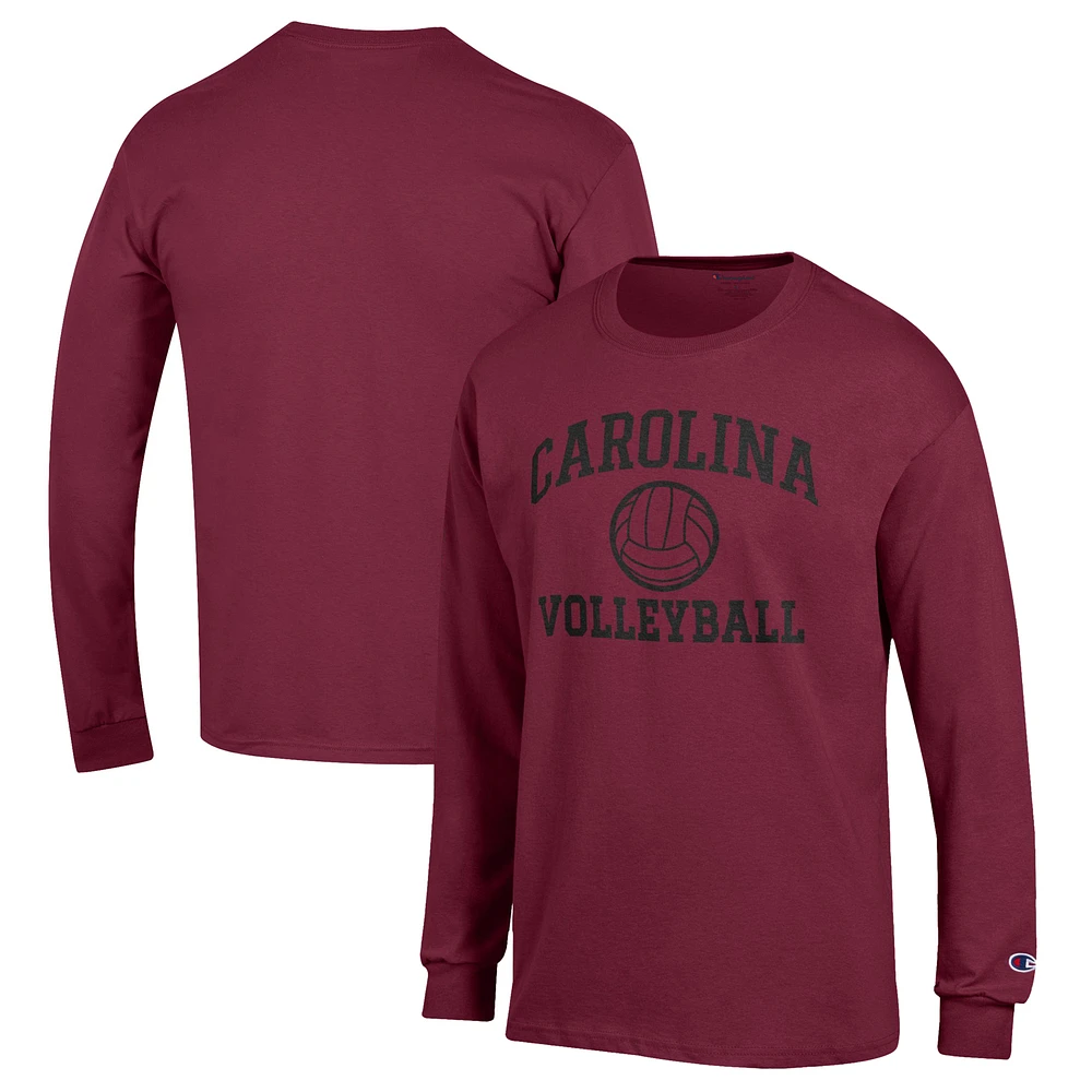 Men's Champion Garnet South Carolina Gamecocks Volleyball Icon Powerblend Long Sleeve T-Shirt