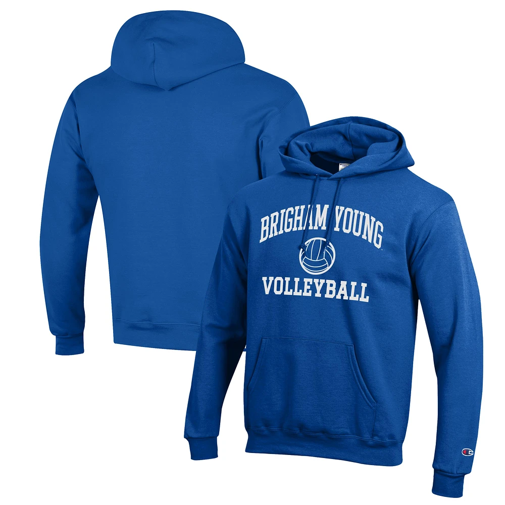 Men's Champion Royal BYU Cougars Volleyball Icon Powerblend Pullover Hoodie