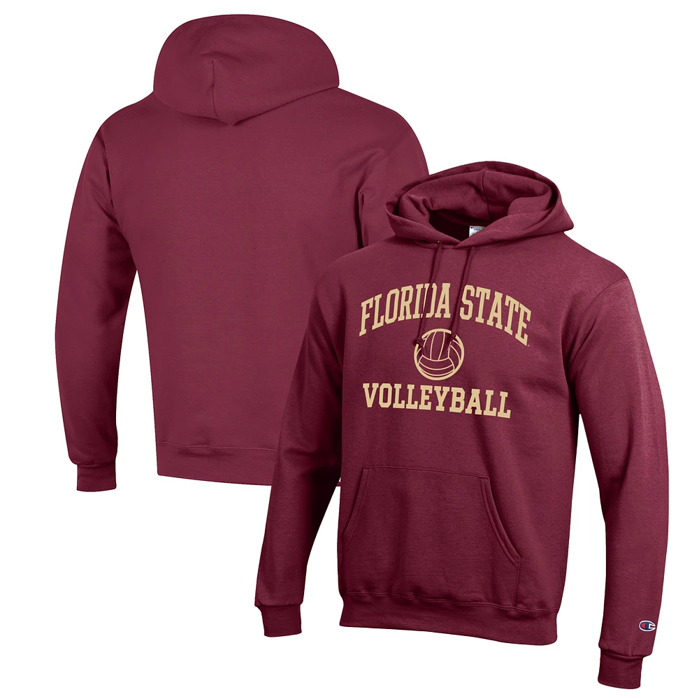 Men's Champion Garnet Florida State Seminoles Volleyball Icon Powerblend Pullover Hoodie