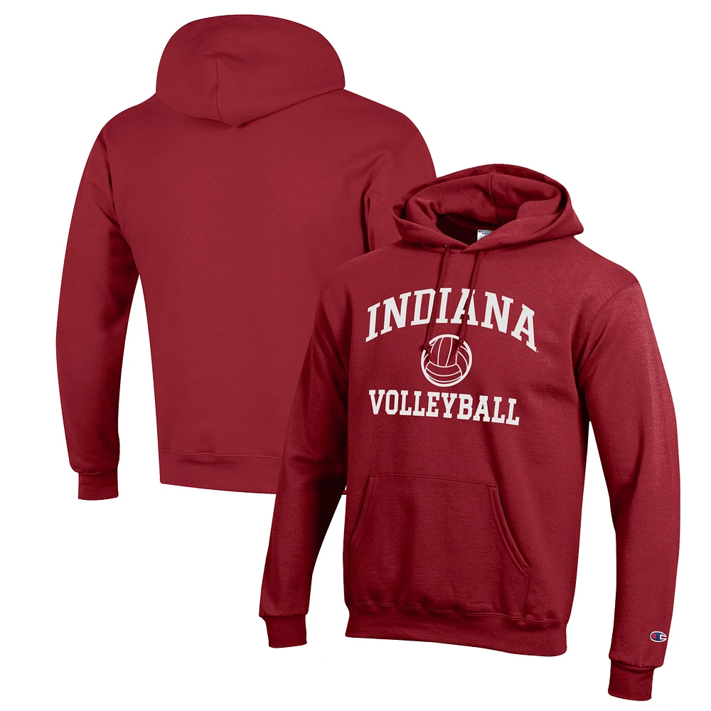 Men's Champion Crimson Indiana Hoosiers Volleyball Icon Powerblend Pullover Hoodie